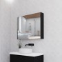 Matte Black Fluted Mirror Cabinet 900